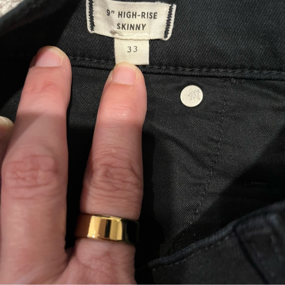 Madewell Jeans Women’s 33 Black 9” High Rise Skinny LIKE NEW - Picture 7 of 8